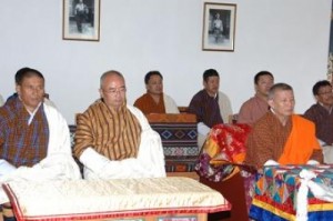 Minister of Economic Affairs (extreme right), Secretary of Agriculture (centre) and Attorney General (extreme left) Photo: Choidup Zangpo