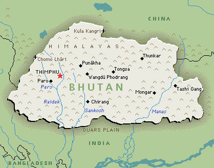 political map of bhutan. This map was retrieved from: