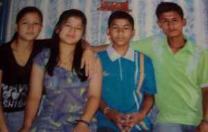 Khadka's daughters Jitu and Uma (from left) and his sons, Jit and Umesh