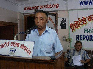 DNC President, RK Dorji, addressing the media gathering in Kathmandu
