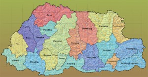 The Truncated map of Bhutan (districts-wise), that was handed down to the new parliament