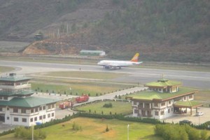 Druk Air flight landing at Paro Airport